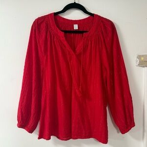 Red flowy top